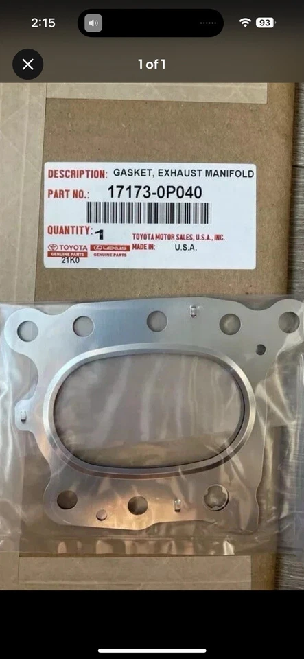 Junta colector escape original Toyota (izquierda) 17173-0P040 Foto 2 de 2
