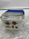 Vintage Pyrex White Brown Glass Tableware Refrigerator Dish With Lid