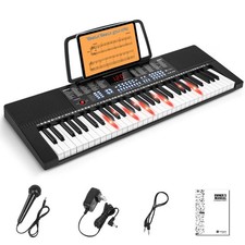 61-Key Light-Up Keyboard Piano for Beginners, 350 Tones  Timbres, 3 Teaching Mo