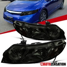 Fit 2006-2011 Honda Civic 4dr Sedan Smoke Headlights Head Lamps Leftright 06-11