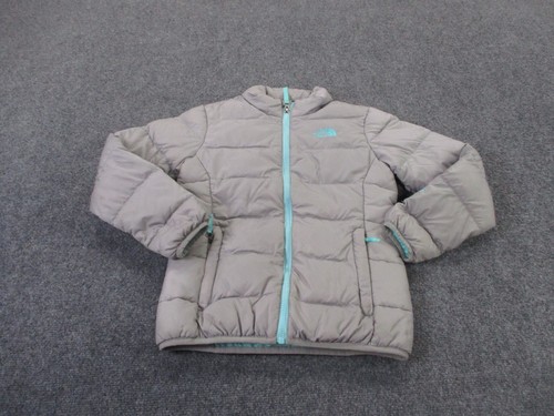 North Face Jacket Girl M 10 12 Gray Down Quilted Puffer Hiking Outdoor Camping - Picture 2 of 12