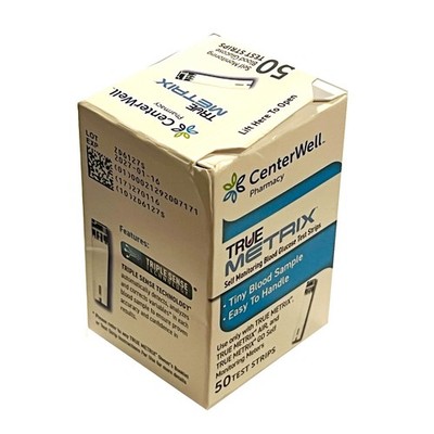 SEALED 100 CENTERWELL TRUE METRIX BLOOD GLUCOSE TEST STRIPS, 021292007171