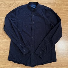 Scotch  Soda Couture Shirt Men  s Large Regular Banded Collar Blue Cotton Preppy