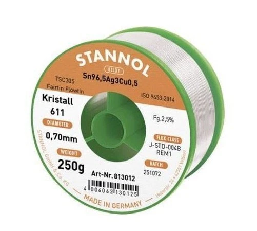 Lötzinn 0,70mm, 250g, 227°C, Bleifrei STANNOL 813012 - Bild 1 von 1