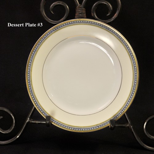 Noritake Marseilles Set of 4 Dessert Plates 1918-1921+ Yellow Blue Bands w/Gold - Picture 5 of 12