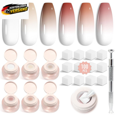 Gel Nagellack Set für Nail Art mit 6 Farben, Ombré Farbverlauf, Natürliche Töne