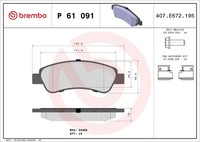 Brembo P 61 091 Bremsbelagsatz, Scheibenbremse For CitroËN Fiat Opel Peugeot VA