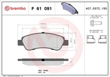Brembo P 61 091 brake pad set, disc brake for Citroën Fiat Opel Peugeot Va