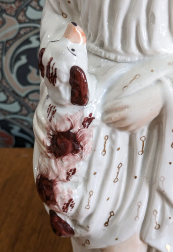 Large 19th Century Staffordshire Pottery Antique Man & Spaniel Dog Figure 41.5cm - Picture 8 of 16