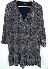 Madewell 100% Silk Boho Paisley Swing Dress Ruffle Hem Size 4