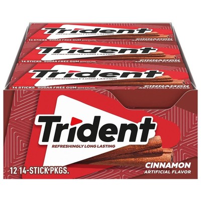 Trident Cinnamon Refreshing long lasting Sugar Free Gum, 15 Packs -3 BOX