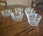 6 Vintage PYREX Scalloped 3 Ring Clear Glass Custard Cup Ramekin Bowl Corning