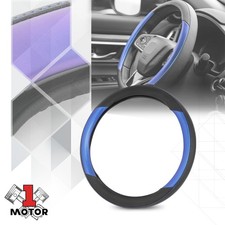 Perforated Leather Wmetallic Patterncar Steering Wheel Cover Blue 14.5-15 Perforated Leather Wmetallic Patterncar Steering Wheel Cover Blue 14.5-15