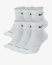 Nike Everyday Plus Dri Fit Cushioned Quarter Ankle socks 6 Pack White Size L