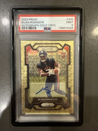Bijan Robinson 2023 Prizm Gold Vinyl Auto 3/5 PSA 9 (Highest Grade) Pop 1
