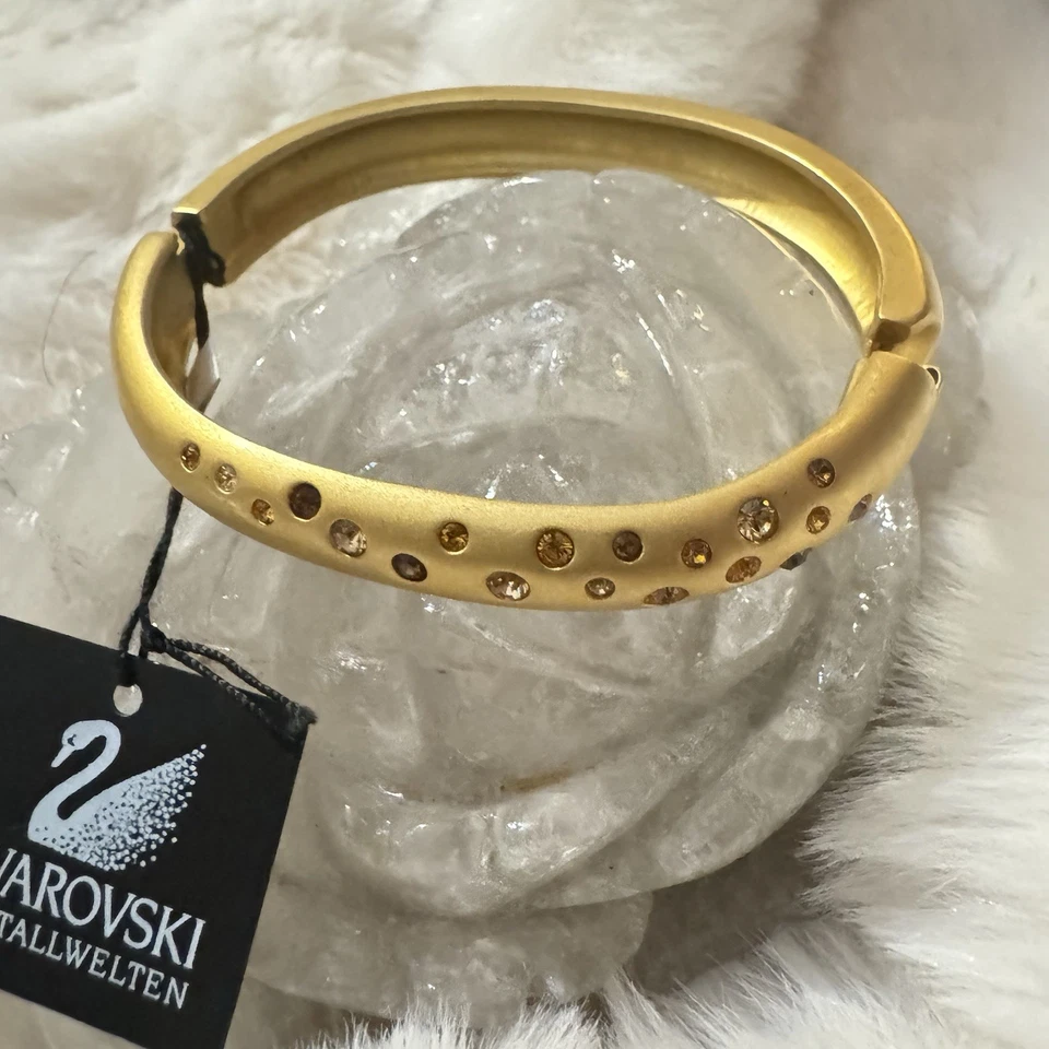 NUEVO CON ETIQUETAS Pulsera Bisagras Cristal Swarovski Tono Oro Mate 6.5 Colores Marrón y Ámbar Foto 2 de 4