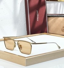 JACQUES MARIE MAGE BRESSON Metal Sunglasses Gold Frame Brown Lens 60-15-146