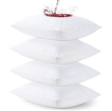 Set of 4 Queen Waterproof Pillow Covers Soft Zippered Encasement White