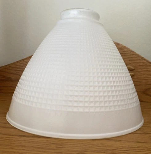 Vintage 8” Corning Waffle Milk Glass Torchiere Lamp Diffuser Shade