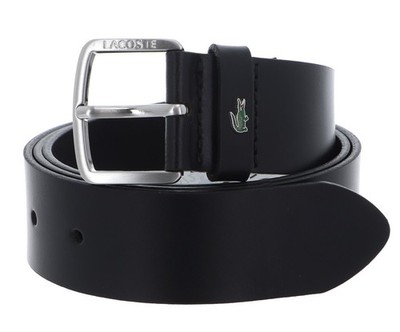 LACOSTE Plain Leather Belt W100 Gürtel Noir schwarz Neu