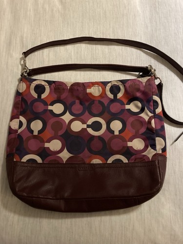 Coach Mulberry Maroon Sateen Leather Tote / Crossbody H1393-F26841