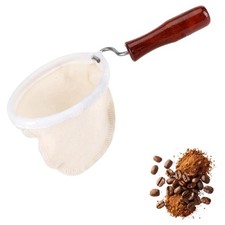 Kaffeefiltersieb aus Flanell mit Holzgriff - wiederverwendbar