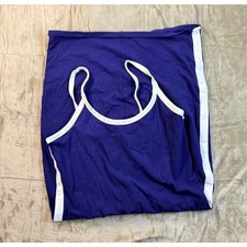 Y2k Express Women Blue White Side Stripe Slip Dress  L Sporty Casual Fitted