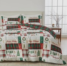 King/California King Premium Microfiber Reversible Christmas Comforter Set 3 Pce