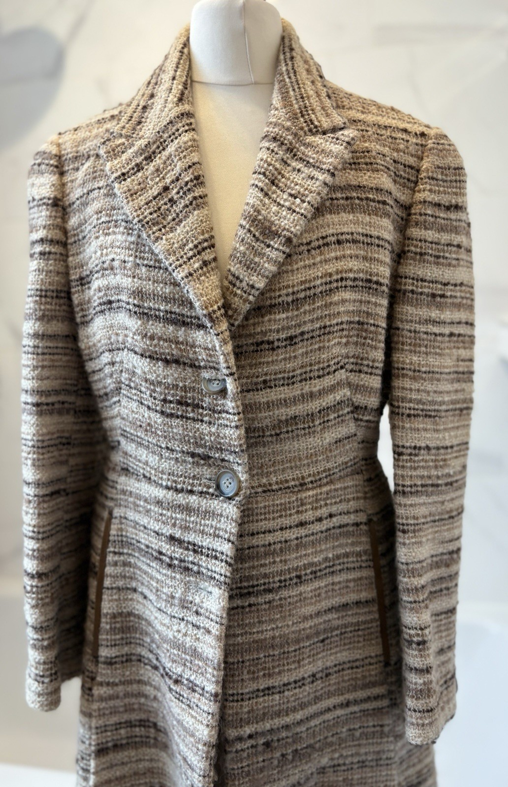 Rare PRADA lady Vintage Coat Wool Mohair & Leather Inserts IT 42 UK 10 RRP £1600 image 4