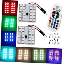 1-set2pcs Rgb 5050 24smd Led Panel Dome Light Auto Remote Controlled
