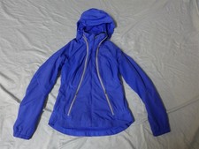 Lululemon Blue Windbreaker Zip Jacket with Stowable Hood - Women's Size 4