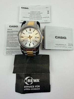 Casio MTP 1302PD 7A2VEF Herrenuhr Edelstahl Gold Silber WR50M Datum