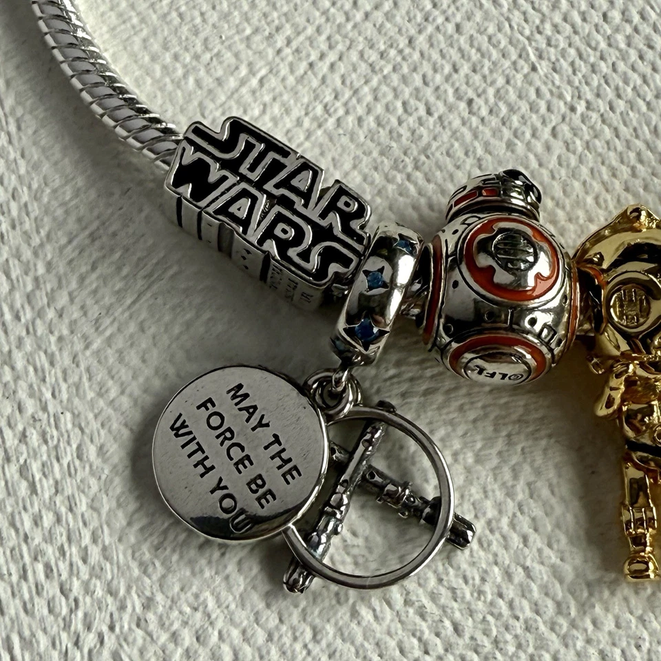 Pandora Star Wars Bracelet 20cm with 7 Charms Sterling Silver Gold Xmas Gift - Image 4 of 4