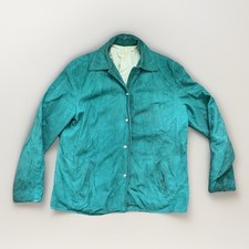 Vtg 50s 60s Green Suede Rockabilly Boxy Jacket M Snap Button Varsity