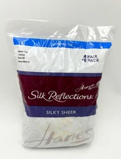 Hanes Silk Reflections Silky Sheer Control Top Sheer Toe 4 PACK GREY MIST SZ EF