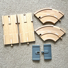 BRIO Wooden Road Track Pieces Straight & Curved with Grey Connectors
