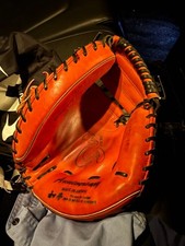 Hatakeyama Hard Baseball Mitt Orange Leather Used Good Condition