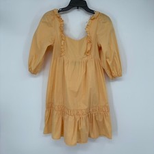 NWT MINKPINK Piper Mini Dress Womens Small Orange Ruffle Tie Back Preppy Summer