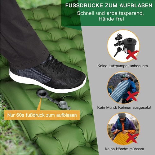 Isomatte selbstaufblasend Camping Luftmatratze Matratze Campingmatte Fußpumpe~ - Bild 9 von 17