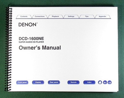 Denon DCD-1600NE Instruction Manual: Full Color 56 Pages & Protective Covers!