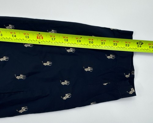 Polo Ralph Lauren Pyjama Hemd Herren Large Blau Pony All Over Knopfleiste Nachtwäsche - Bild 8 von 13