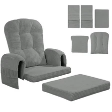MABOZOO 5 PCS Corduroy Glider Rocker Replacement Cushions with Storage Side
