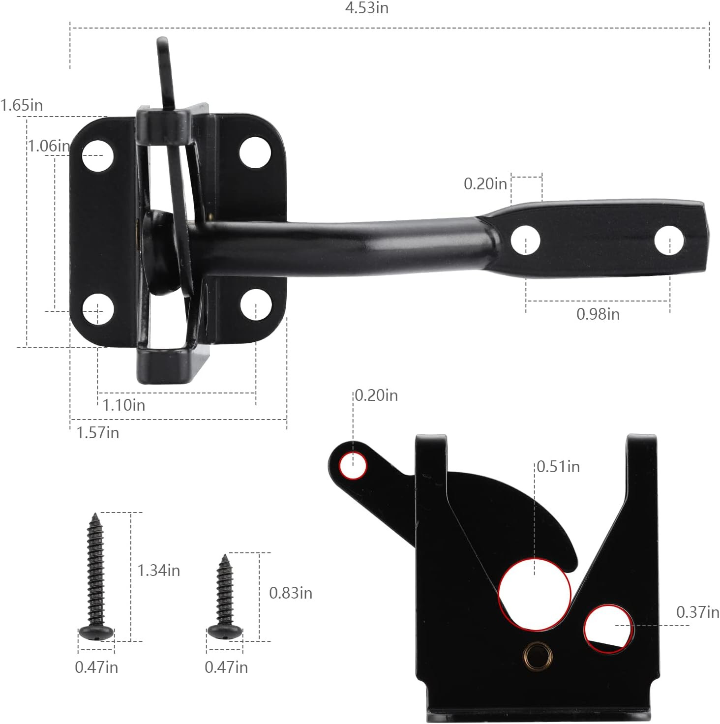 Gate Latch for Wooden Fence Gates, Self-Locking Gate Latches, Heavy Duty Wood Do