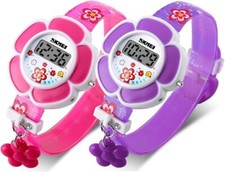 2 pack Kids Watch Girl Flower Shape Watch Novelty Cartoon Digital Watch for girl