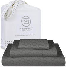 Luxury 500 Thread Count Twin-Xl Cotton Bed Sheet Set, Dark Grey Jacquard