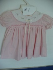 VINTAGE BABY GIRLS PINK SMOCKED DRESS 1