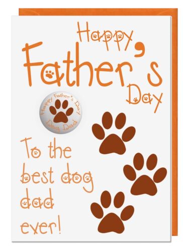 Fathers Day Card From The Dog For Dad With Badge - Best Dog Dad Ever! - Afbeelding 1 van 12