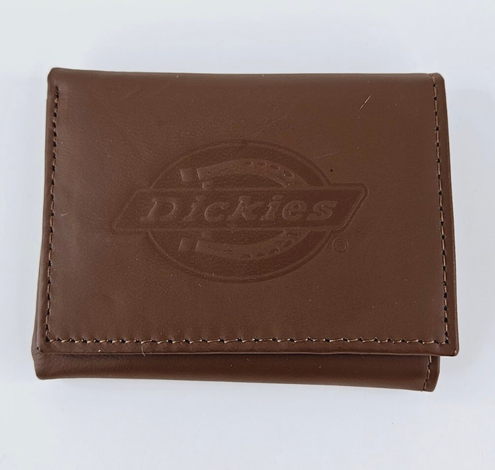 Dickies Brown Tan Genuine Leather Tri Fold Wallet Men's | eBay