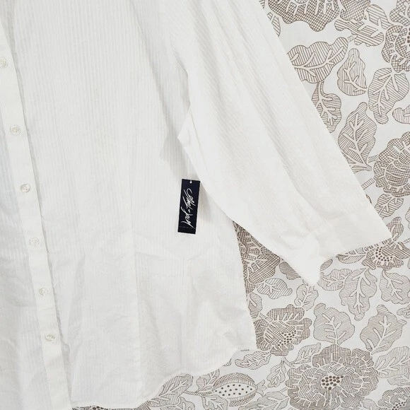 NWT Lord & Taylor Button up 3/4 Sleeve Striped Women's Dress Shirt Size 1X - Image 4 of 4