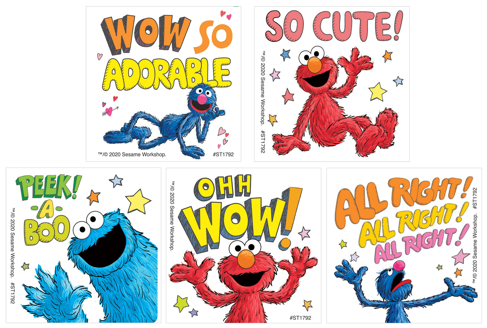 25 Sesame Street Cookie Monster, Elmo, Grover Stickers, 2.5